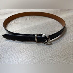 Black Genuine Italian Leather Belt with Solid Brass Buckle